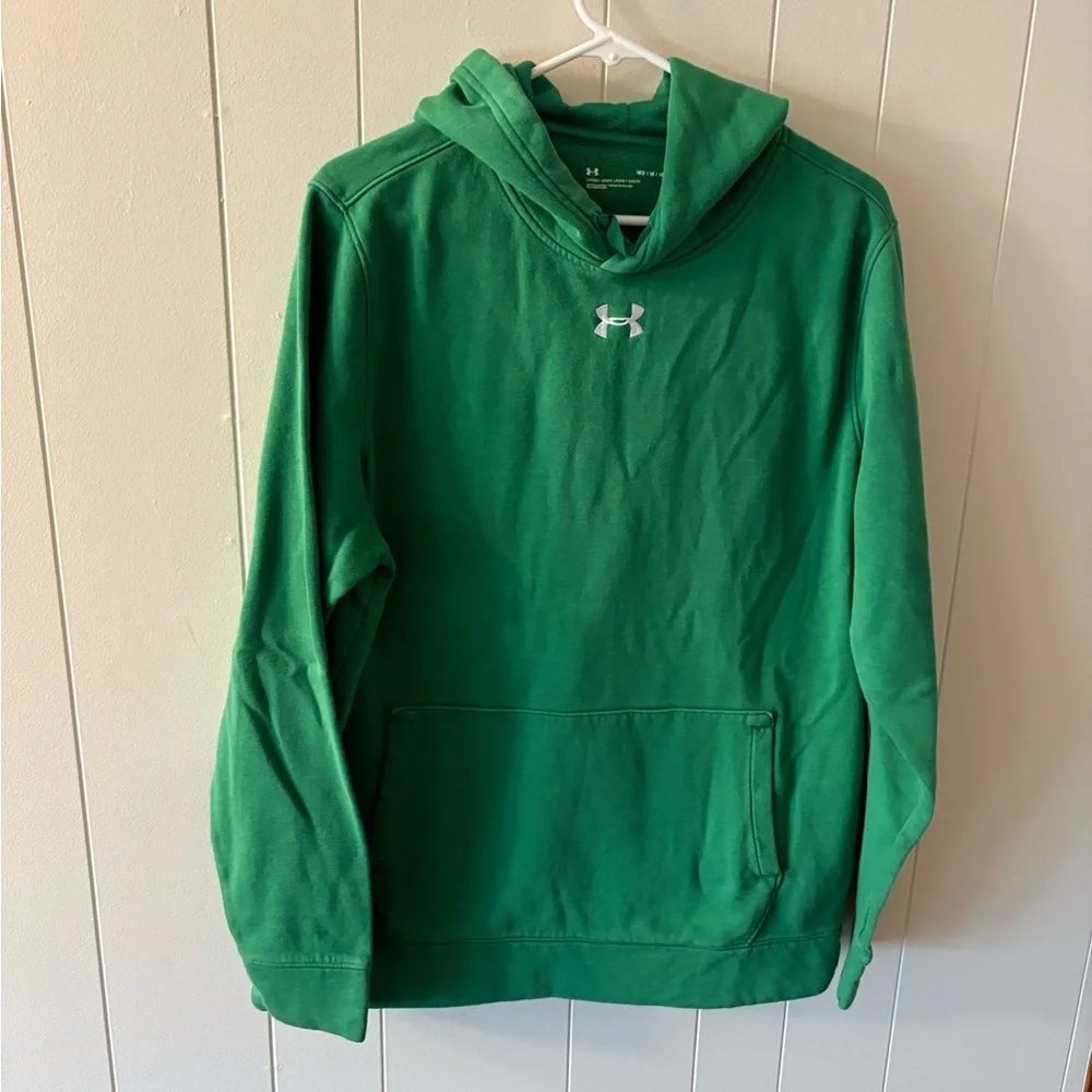 Under Armour Green Hoodie Sweatshirt with White Logo Mens medium - Picture 2 of 7